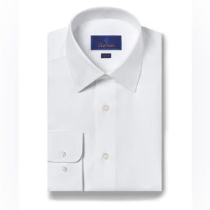 David Donahue Solid White Dress Shirt Size 16.5 Trim Fit